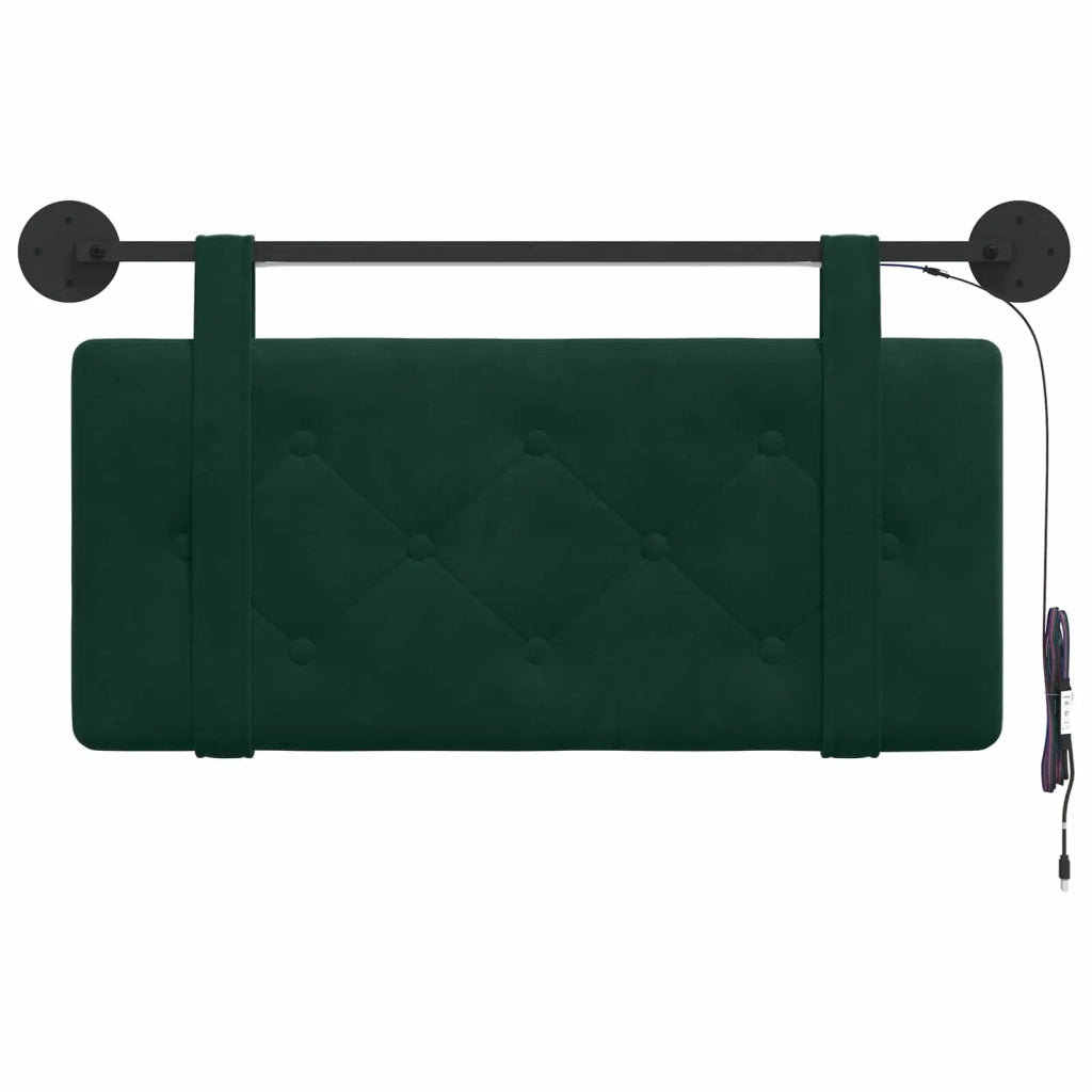 Testiera sospesa Con luce LED Verde Scuro Velluto 3424085