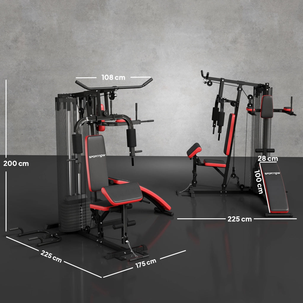 Attrezzatura Palestra Multi Stazione con Pesi ¨C zephmum ¨C 65 kg, Nero e Rosso