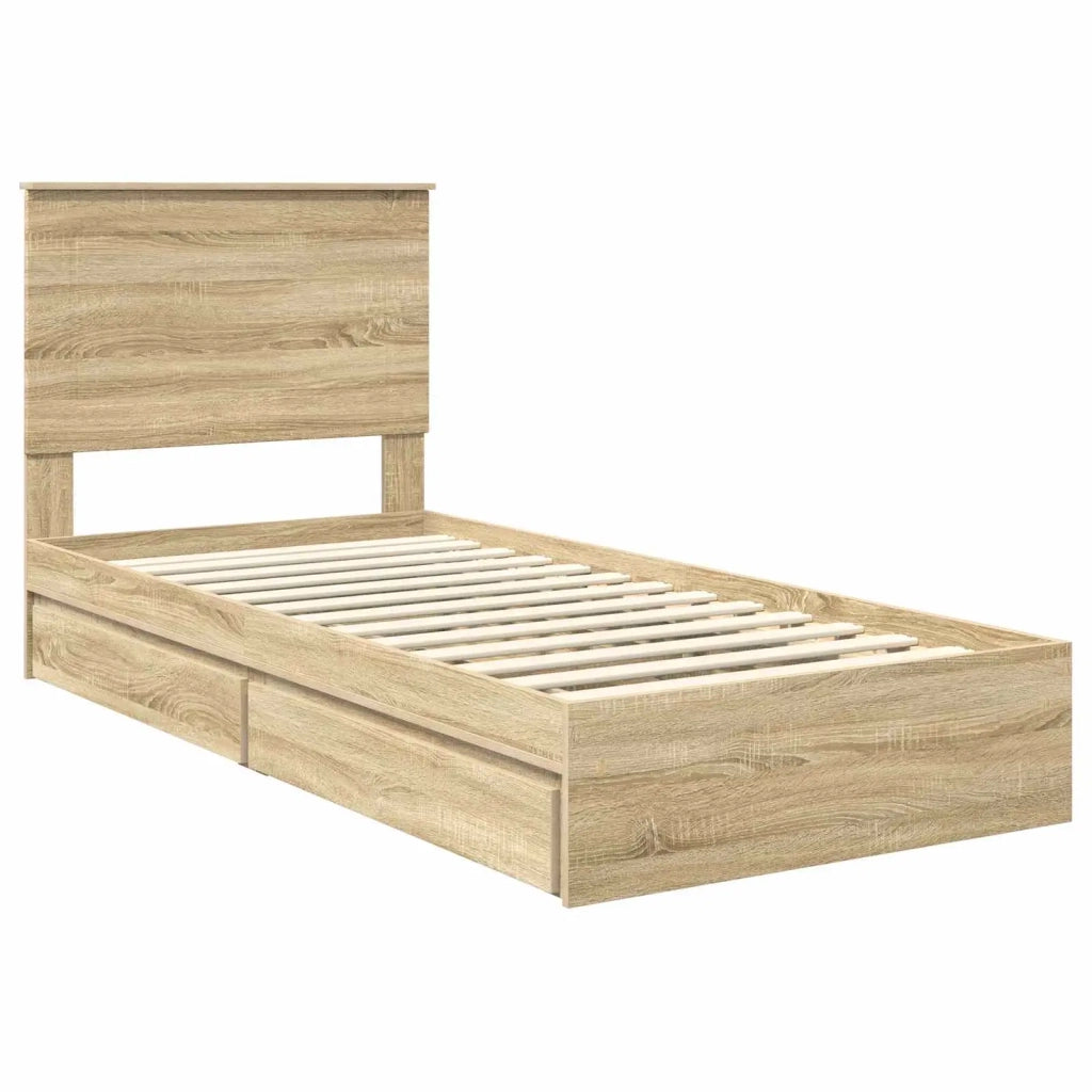 Letto con Contenitore con testiera Rovere Sonoma 90 x 190 cm