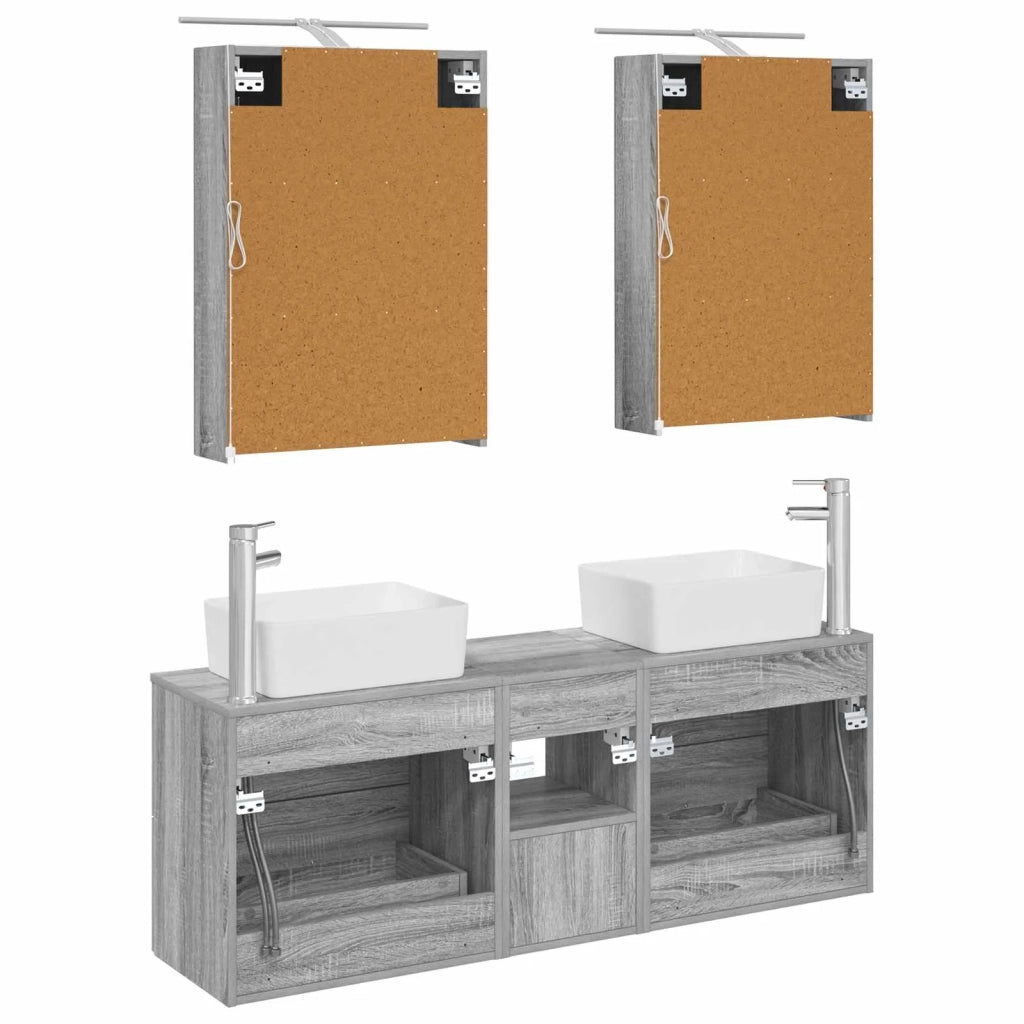 Set di mobili per il bagno 5 pcs Sonoma grigio 3406836