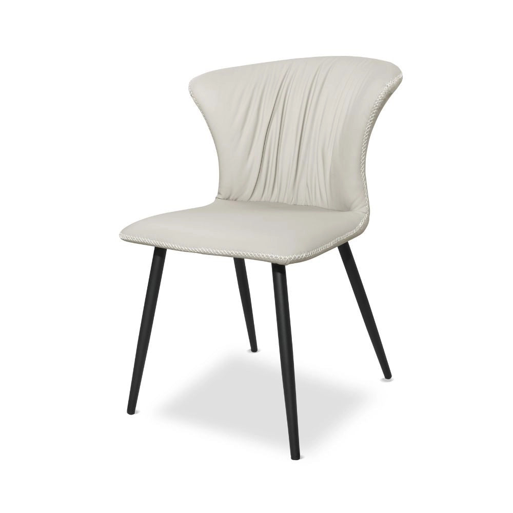 Set 2 Sedie con gambe in metallo nero e schienale avvolgente beige Core