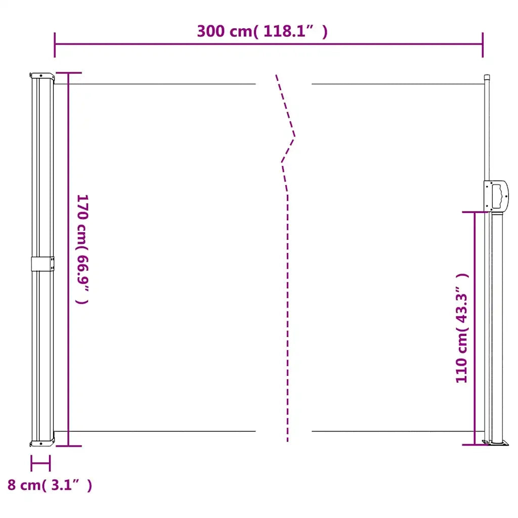 Tenda da Sole | Tenda laterale Retrattile Verde Scuro 170x300 cm