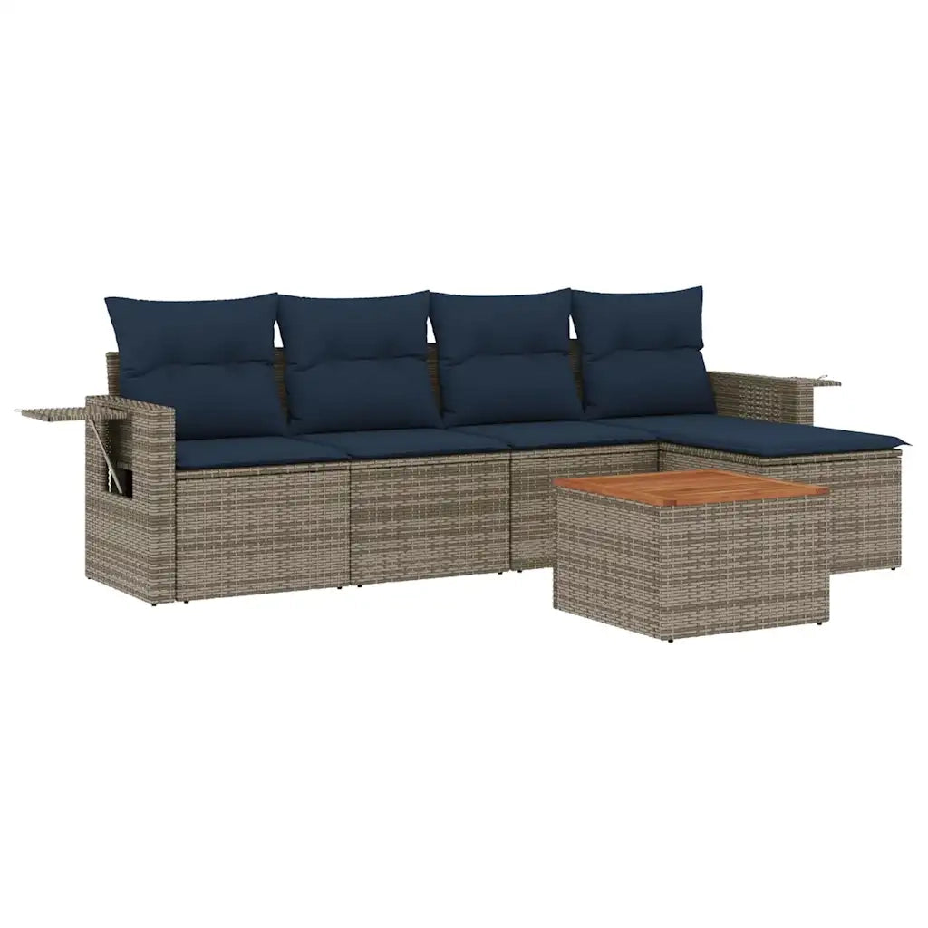 Salotto da Giardino-Set Divani da Giardino 6 pz con Cuscini Grigio in Polyrattan 114888