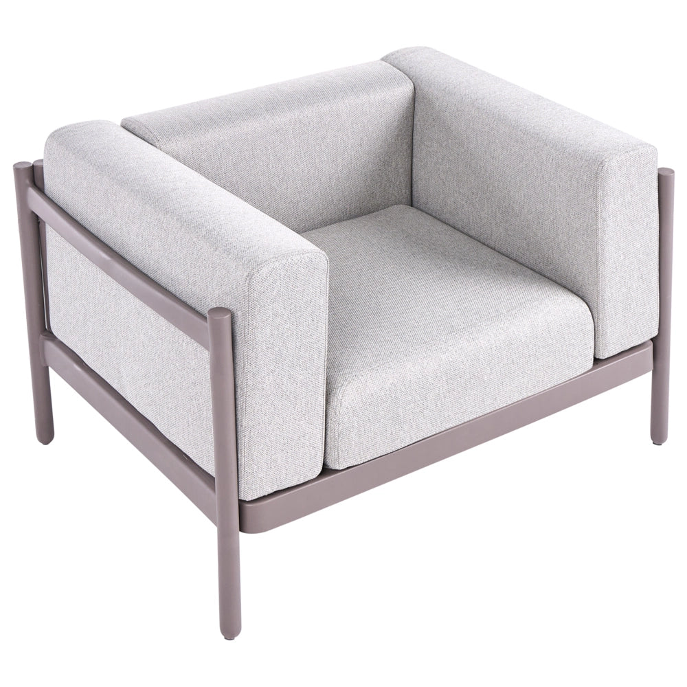 Set di 2 poltrone da giardino tortora Struttura sintetica Set di 2 sedie da esterno con cuscini Stile moderno