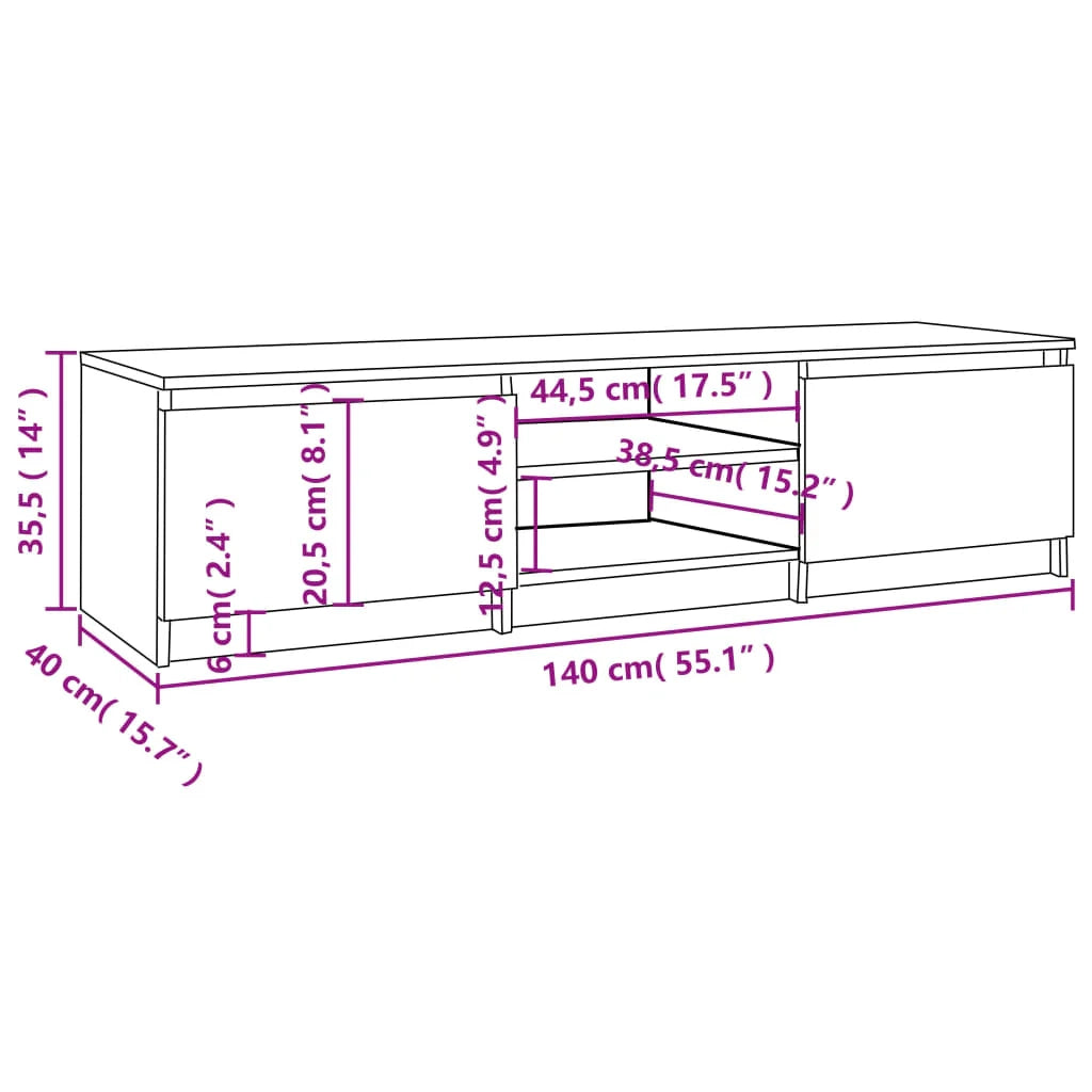 Mobile TV multimediale mensola TV credenza TV sala da pranzo soggiorno camera da letto rovere affumicato 140 x 40 x 35,5 cm legno ingegnerizzato marrone 02_0027331