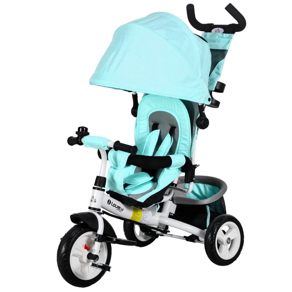 Triciclo per Bambini ¨C zephmum ¨C Verde, Metallo, con Cestino e Portabicchieri