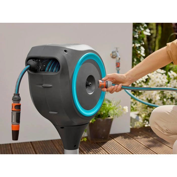 Avvolgitubo automatico per terrazzo - GARDENA - RollUp - S - Blu - Lunghezza 15 m - Tubo 13 mm
