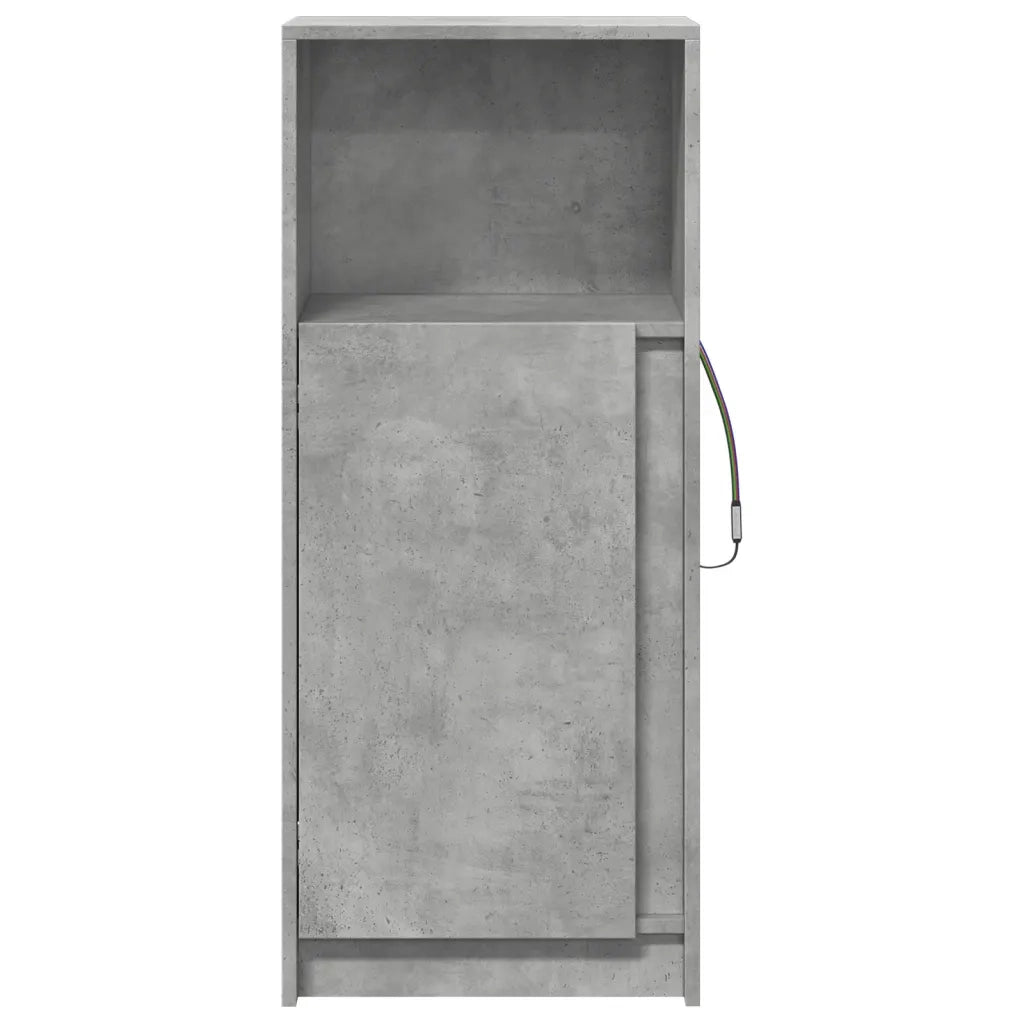 Credenza con LED-Buffet-Armadio da cucina Grigio Cemento 42,5x34x100cm Legno Multistrato