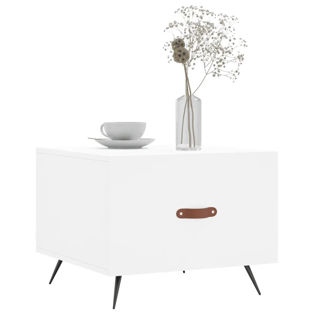 Tavolino da Salotto-Tavolino da soggiorno-Tavolo Bianco 50x50x40 cm in Legno Multistrato 477124