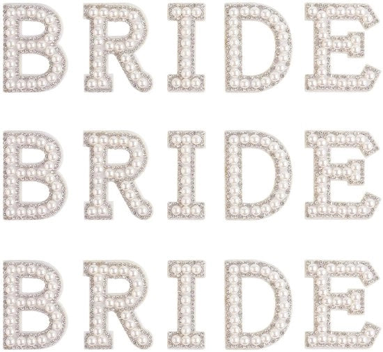 Punti per applicare su tessuti - 15 pezzi - Lettere/applicatore - Strass/imitazioni di perle - Per abbigliamento/berretti/scarpette - 4,5 cm di diametro