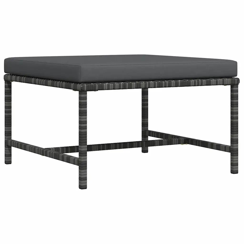 Sedia da giardino-Poggiapiedi Modulare con Cuscino in Polyrattan Grigio