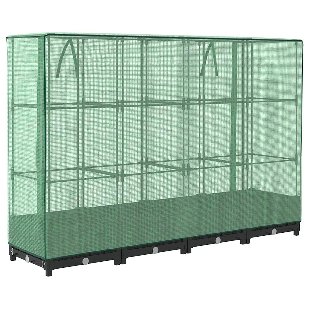 Fioriere | Cassetta per fiori | Letto rialzato con copertura per serra effetto rattan 160x40x123 cm