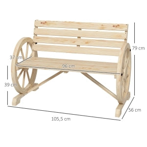 Panchina Da Giardino 2 Posti Con Schienale Alto In Legno Naturale Stile Rustico Portata 240 Kg