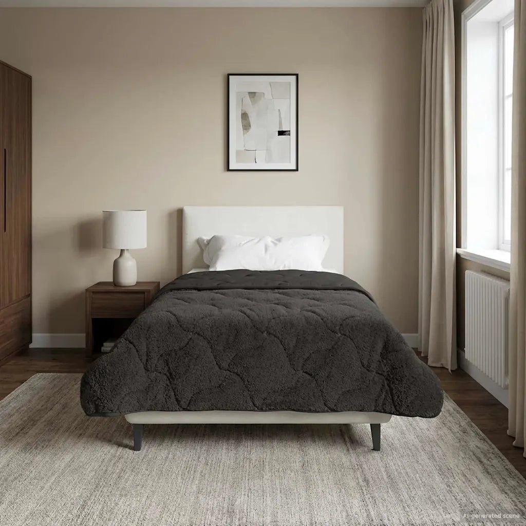 Duvet Estivo Antracite 155 x 220 cm Microfibra e Fleece Teddy 42026164