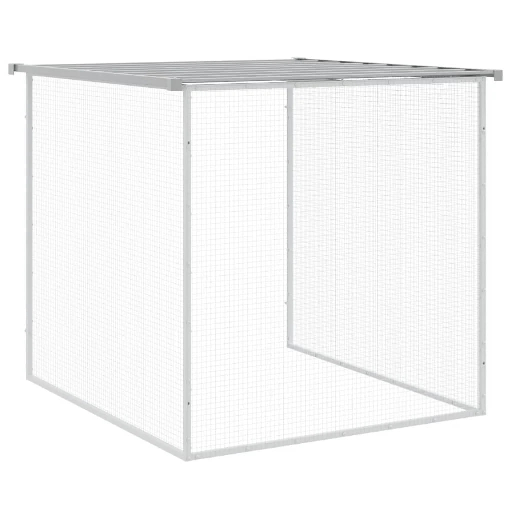 Recinto per pollaio con gabbia per polli con tetto leggero 803 x 98 x 90 cm in acciaio zincato grigio 02_0043989