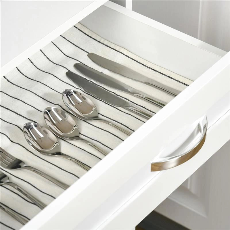 MOBILE CUCINA MODERNO CON 2 ARMADIETTI ANTE IN VETRO E MENSOLE REGOLABILI 80X48X170 CM BIANCO