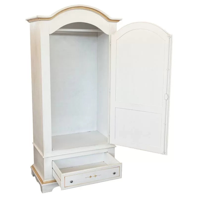 Armadio shabby 1 porta legno bianco anticato decori filo arancione 96x56x196 - Mobili 2G