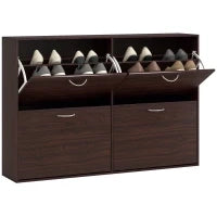 Scarpiera Salvaspazio da 24 Paia con Mensole Regolabili e 4 Cassetti, in Legno, 120x24x81cm, Marrone