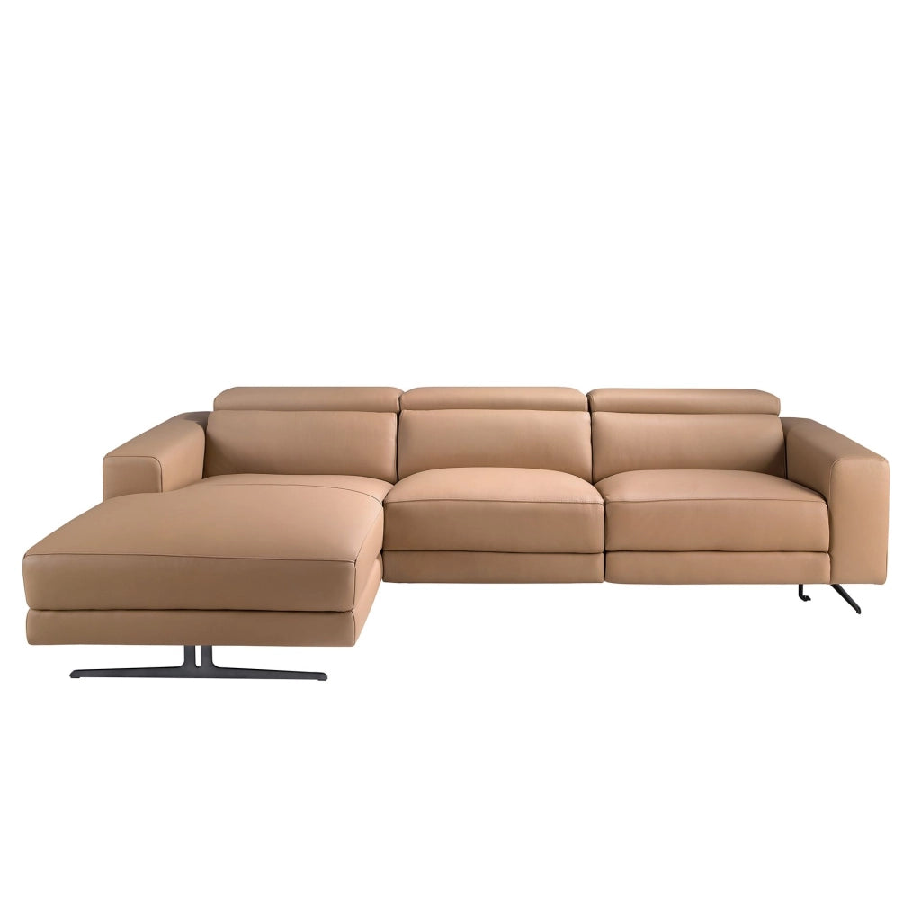 Divano chaise longue relax sinistra in pelle marrone
