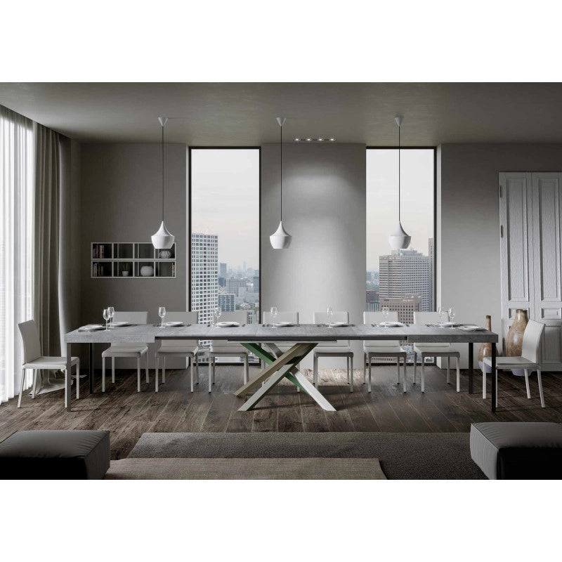 Tavolo allungabile 120/380x90 cm Volantis telaio Multicolore 4/A - Cemento