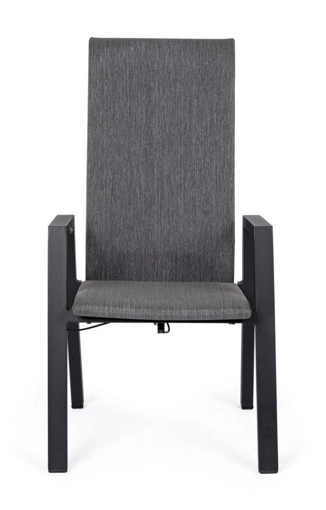 Set 4 Sedie con Braccioli da Giardino 59.5x72x111 cm in Alluminio Ethan Antracite