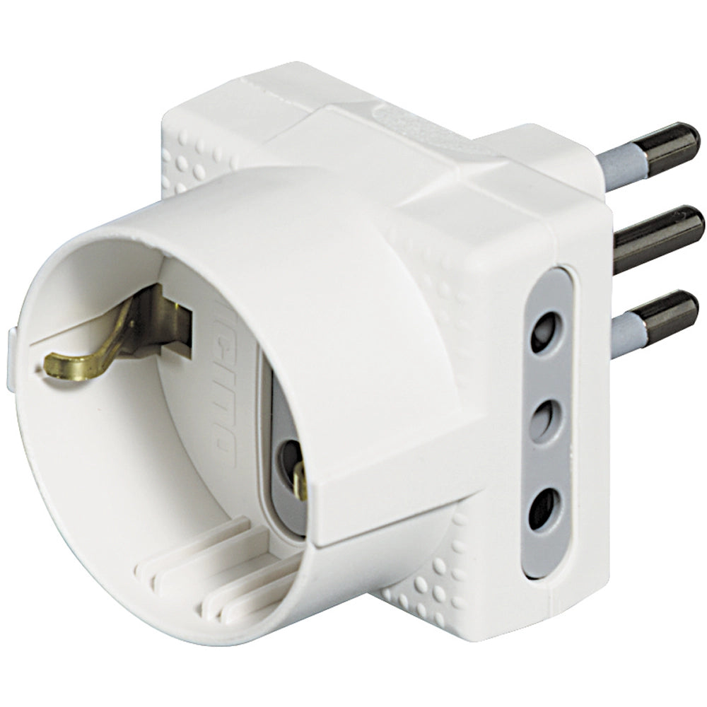ADATTATORE TRIS 10A CON 1 SCHUKO/2 10A BIANCO