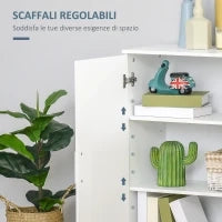 kleankin Mobile Bagno Moderno con 2 Ante, 2 Ripiani Regolabili e Maniglie Argentate, 60x30x80 cm, Bianco