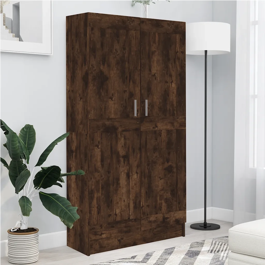 Libreria-Scaffale per Libri-Mobile di Stoccaggio Rovere Fumo 82,5x30,5x150 cm in Legno Multistrato