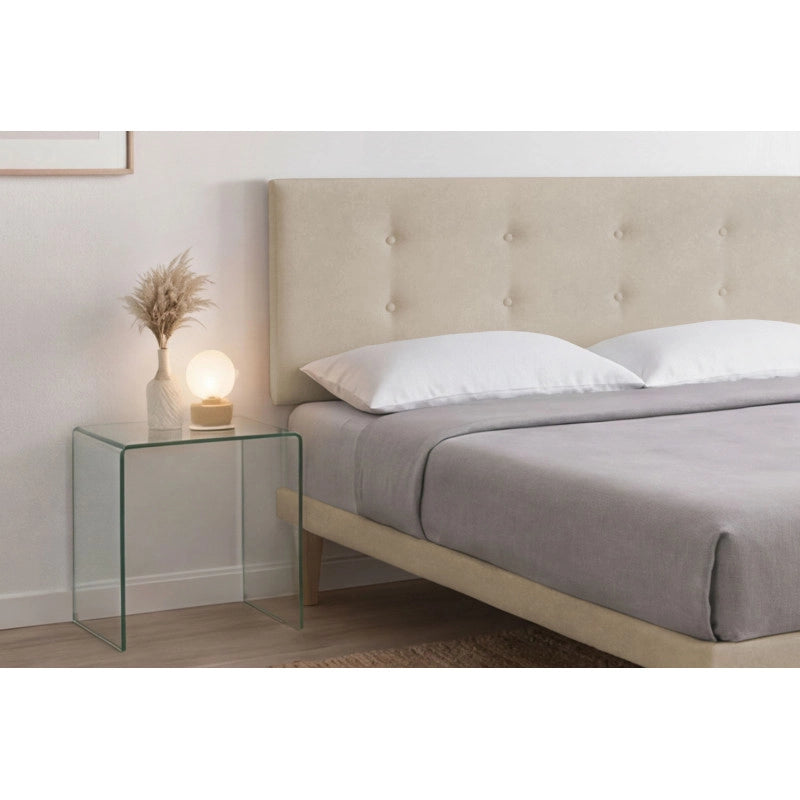 Letto imbottito Matrimoniale 180x200 cm Button - Con rete,Microfibra,Sabbia