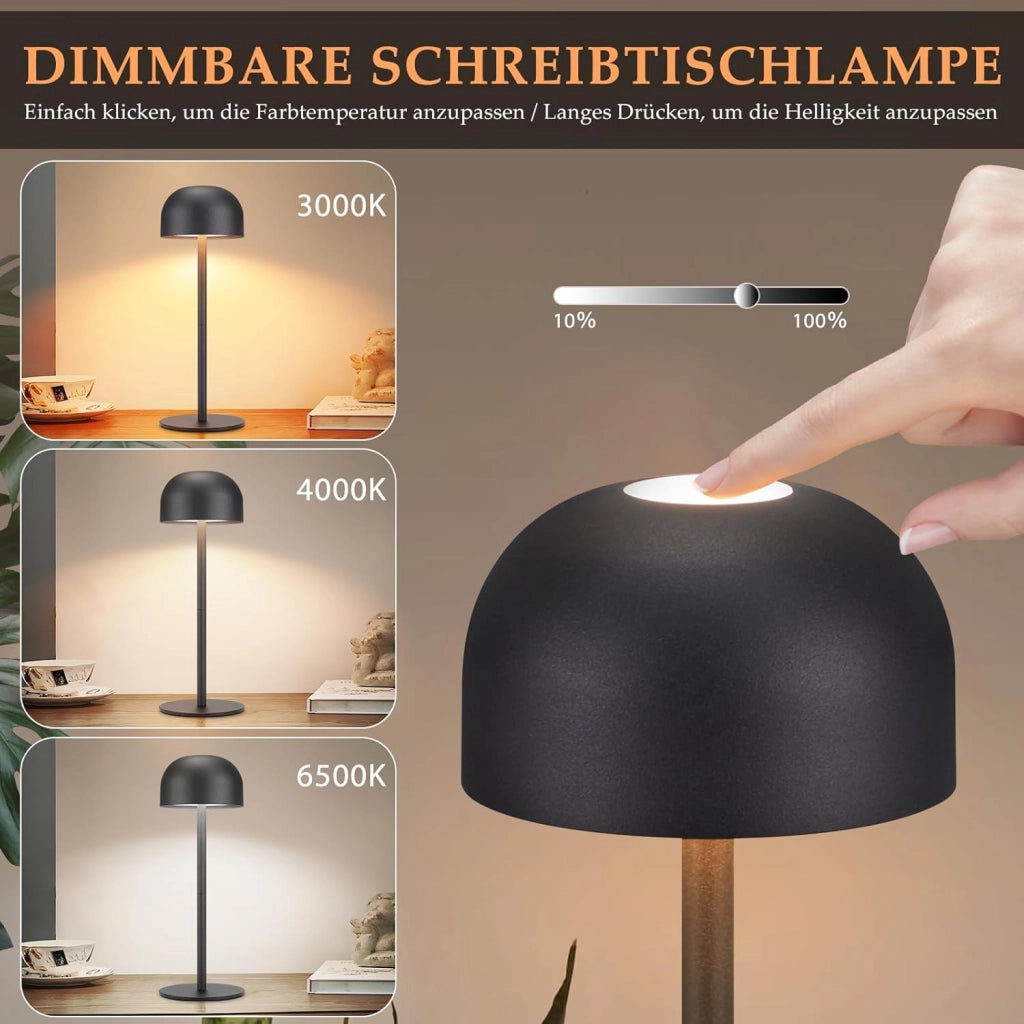 ZMH Lampada da tavolo LED set 2 pezzi nera wireless dimmerabile 3 temperature per camera letto soggiorno