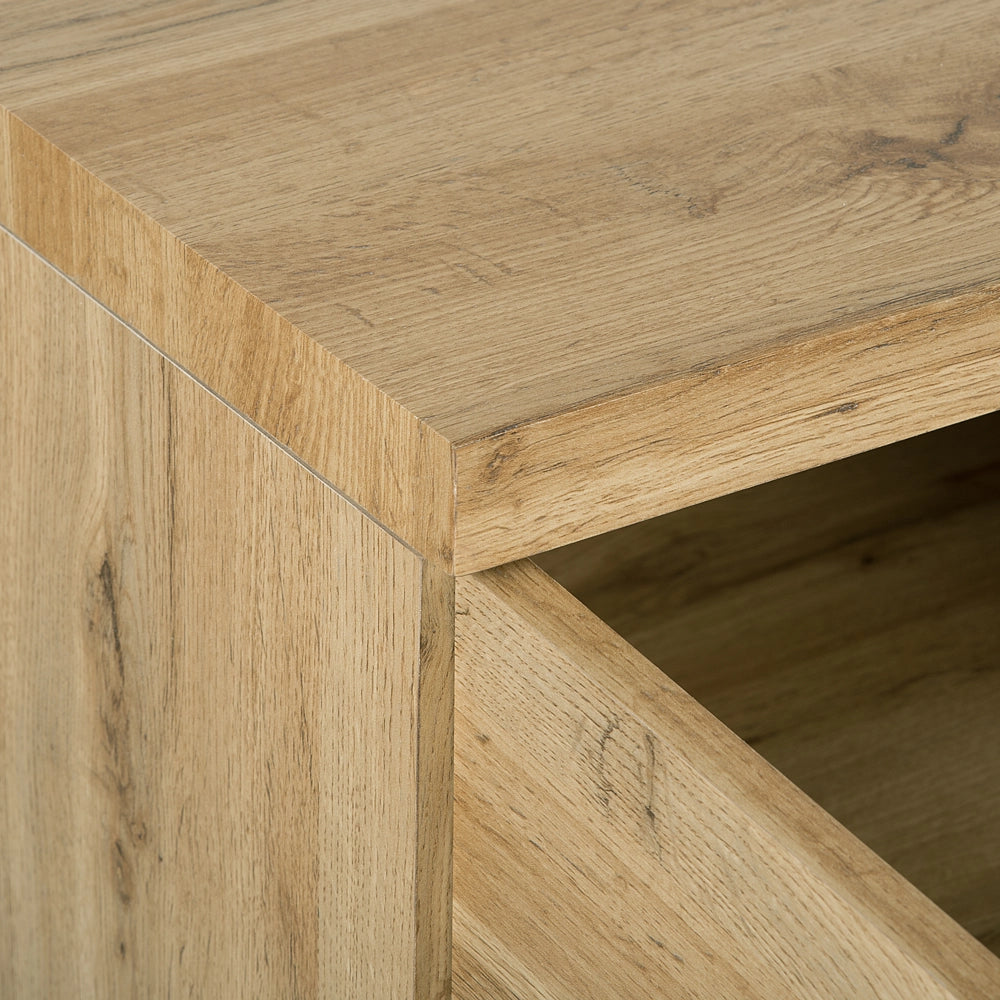 Madia credenza a 2 ante in legno chiaro base in metallo a slitta grigia in alluminio con ripiani Mobile contenitore per la casa industriale