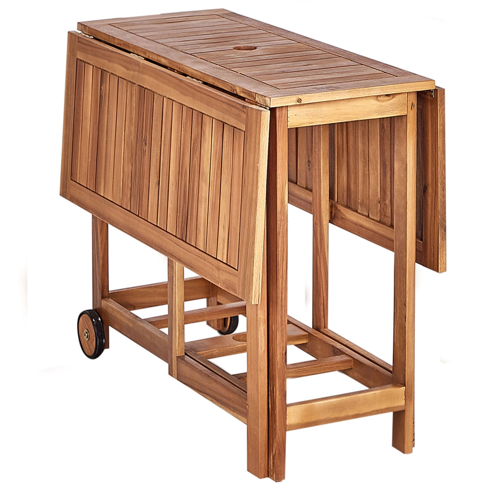 Set da pranzo da giardino Tavolo rettangolare in legno massiccio di acacia chiaro 4 sedie da esterno pieghevoli in stile rustico design moderno