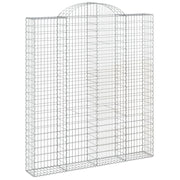Cesto gabbione recinzione a gabbia muro di contenimento ad arco 200 x 30 x 220/240 cm ferro zincato argento 02_0040009
