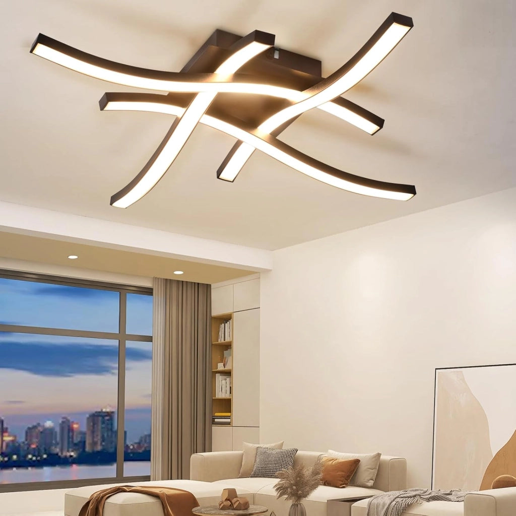 ZMH Lampada da Soffitto LED Nera 24W 3000K Luce Calda Design Moderno per Camera Letto Soggiorno Corridoio Ufficio