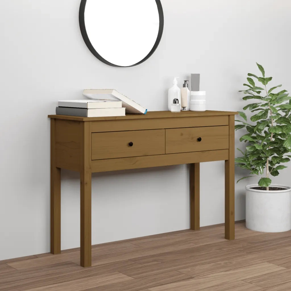 Tavolo Consolle Ambrato 100x35x75 cm in Legno Massello di Pino 814617