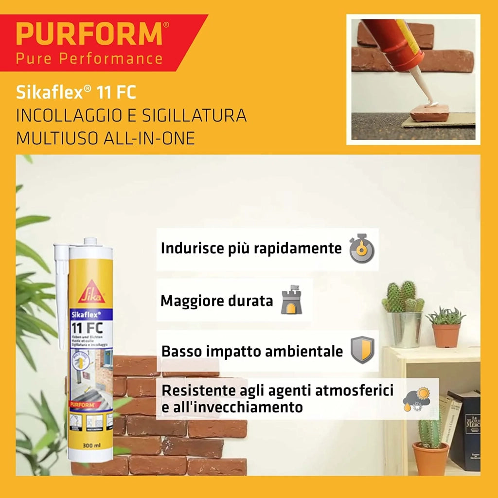 Sika - Sikaflex 11 Fc Purform Grigio, Adesivo Sigillante Poliuretanico Ml. 300