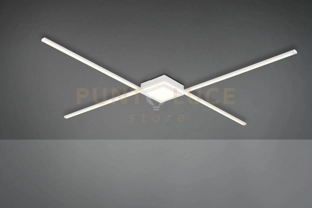 OXFORD PLAFONIERA-APPLIQUE AD "X" BIANCA L. 102CM A LE 27W 3600lm, 4000K DIMMERABILE