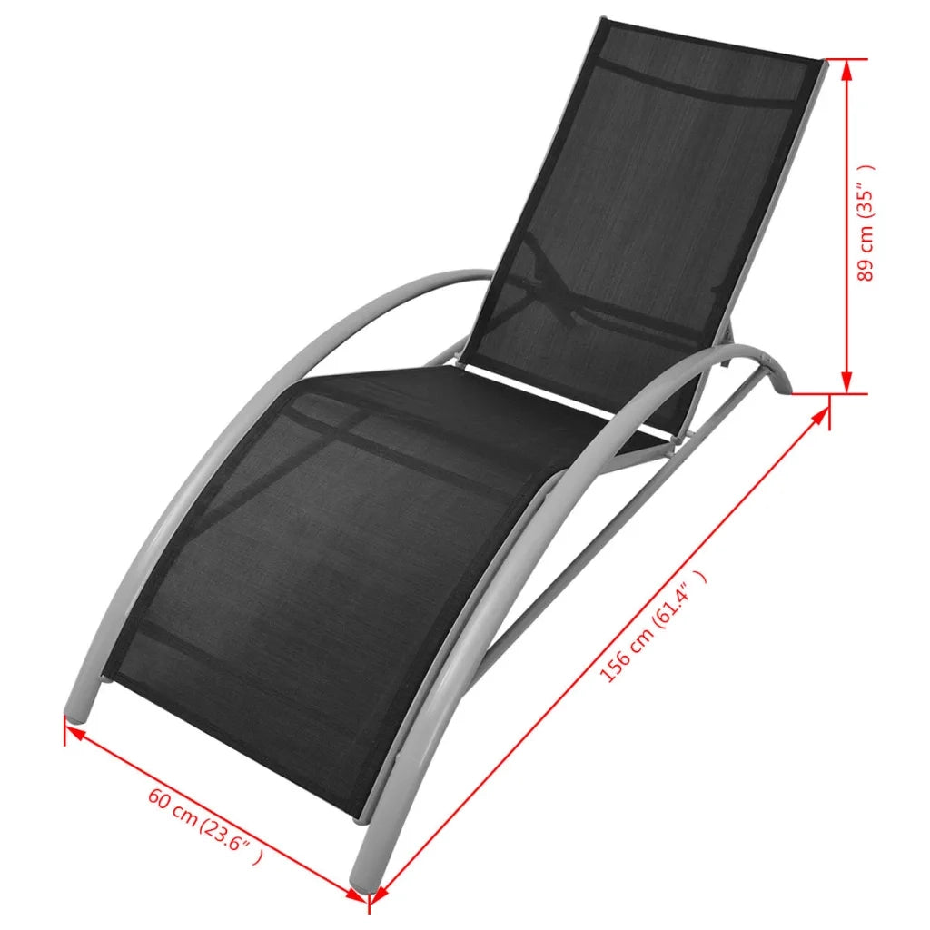 Lettini Prendisole con Tavolino in Alluminio Nero cod mxl 17141