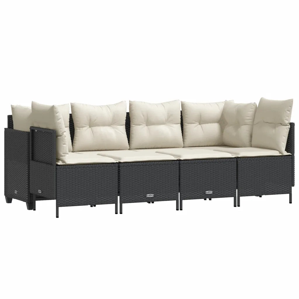 Set Divani da Giardino 5 pz con Cuscini in Polyrattan Nero 3261521