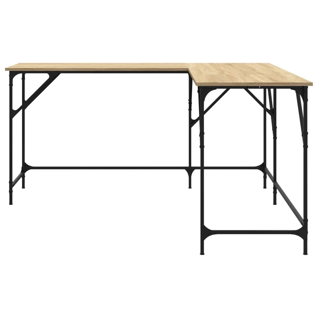 Scrivania tavolo postazione di lavoro mobile per computer studio rovere Sonoma 149 x 149 x 75 cm legno ingegnerizzato marrone 02_0023658