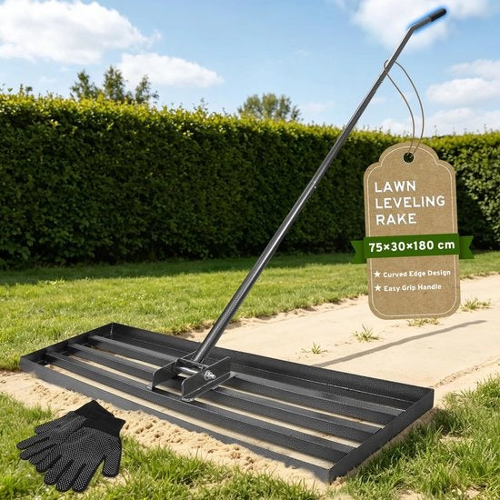 Lavatrice di prato - 75 x 30 cm testa di martello - 180 cm manico curvo - attrezzi da giardino - livellazione prato - progetto di resistenza al shock