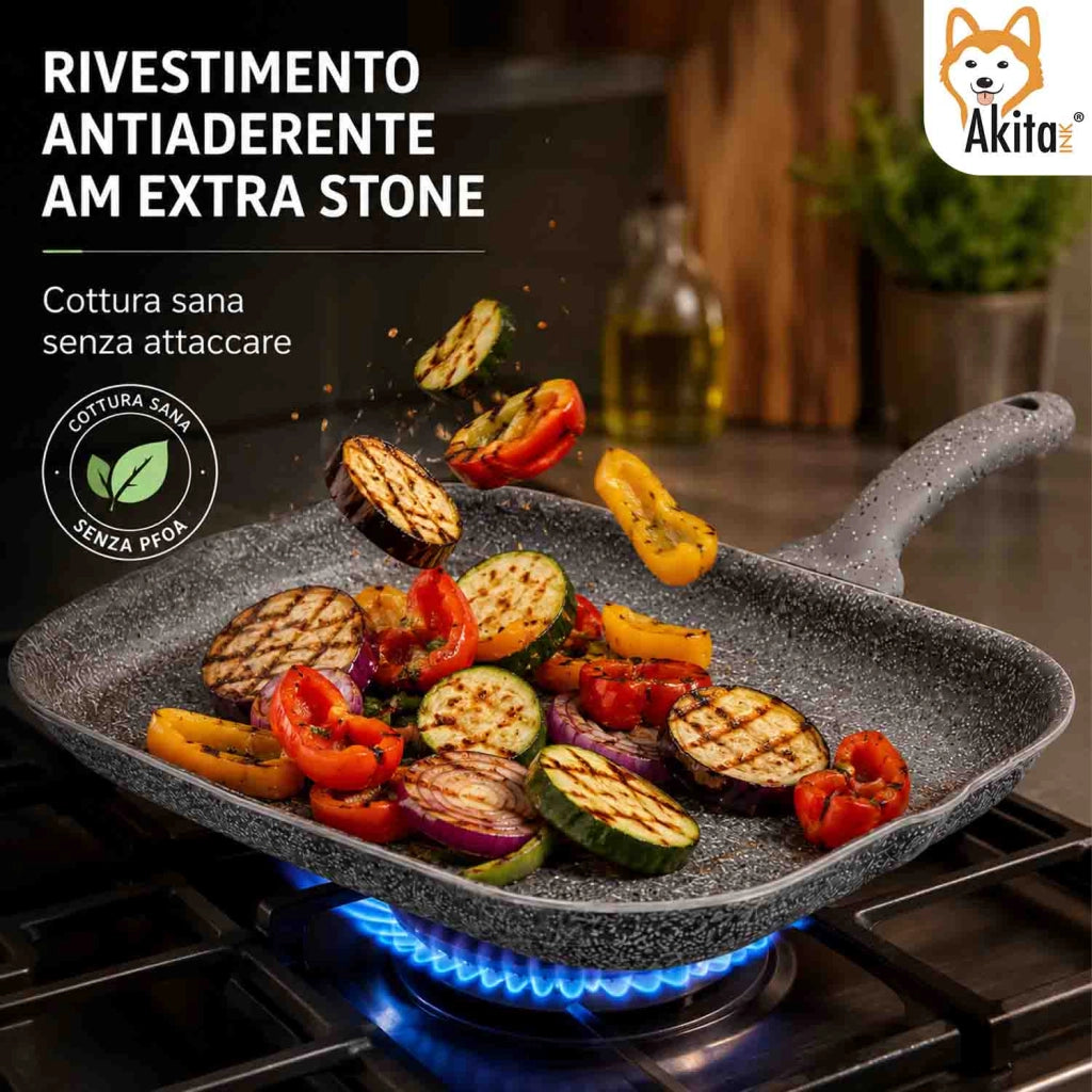 Akitaink Bistecchiera Pietra 24x34 Antiaderente