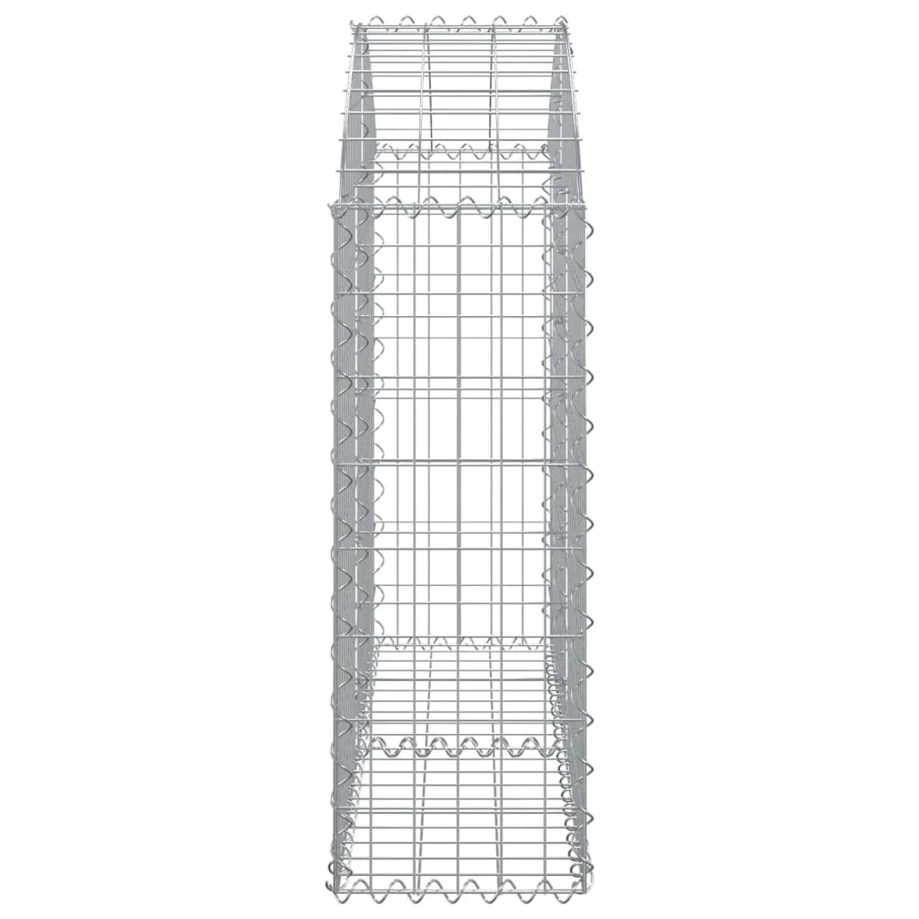 Cesto gabbione recinzione a gabbia muro di contenimento ad arco 100 x 30 x 80/100 cm ferro zincato argento 02_0039959
