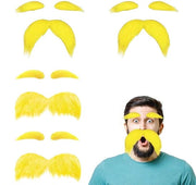 Set di Finte Sobrie per due Impostazioni - Finte Ciglia - Finte Barbe per Plastificare - Stile degli Anni '80 - Per Halloween o Natale - Incluso Adesivo - Finta Barba