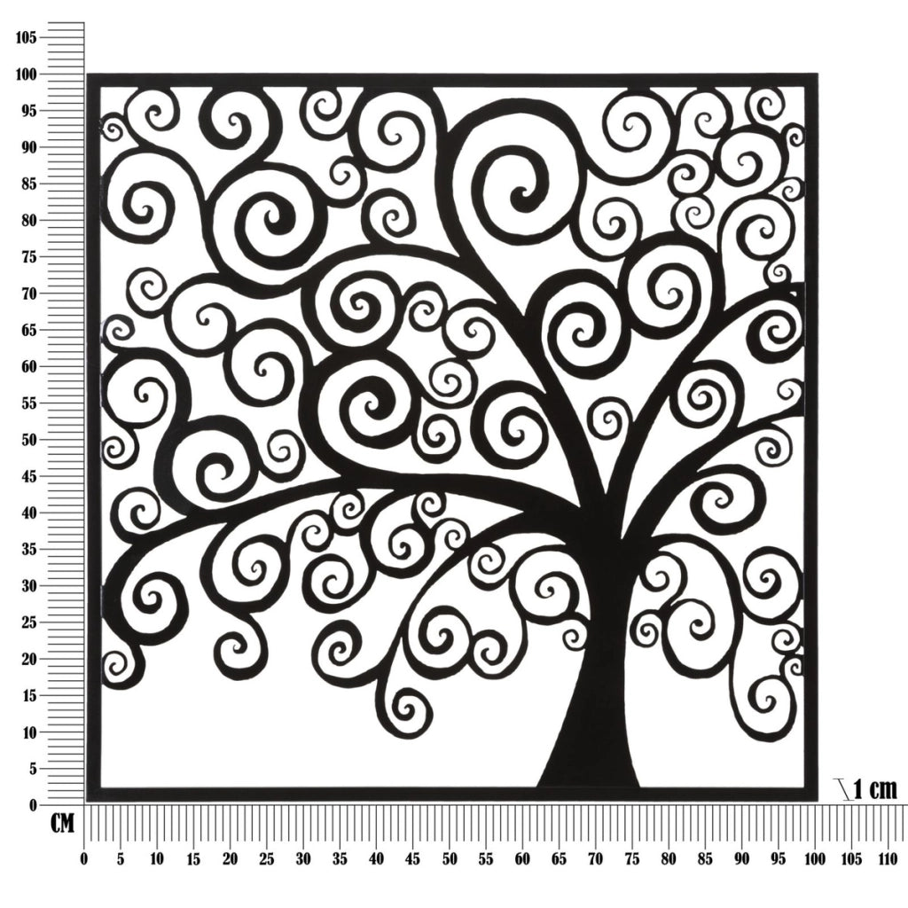 Decorazione in Metallo Albero 1, Nero, Metallo, 100x1x100 cm