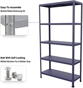 SCAFFALE IN METALLO BLU ETTORE KIT BULLONI 100 X 40 X H 187 CM 5 RIPIANI
