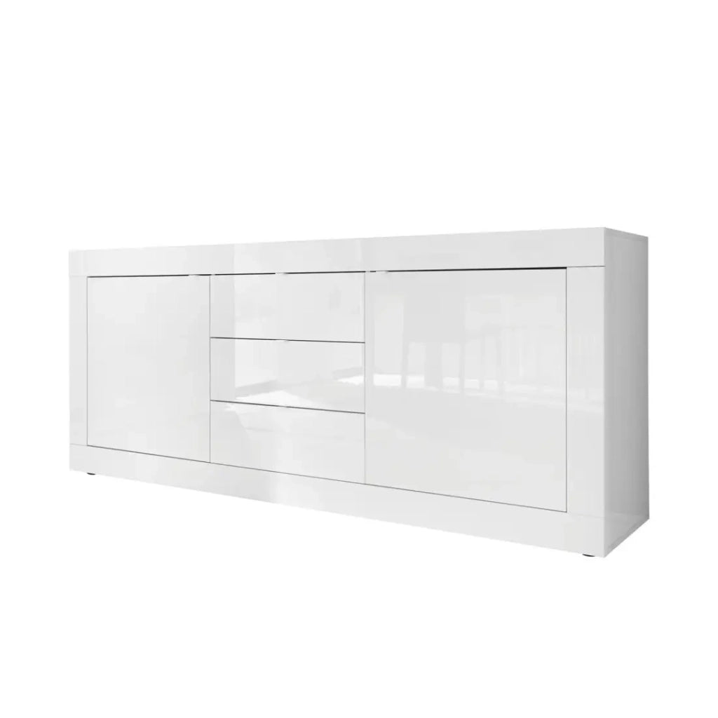 Buffet 2 porte 3 cassetti, collezione ISORA, colore bianco lucido