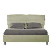 BS COM Letto matrimoniale contenitore doppia alzata imbottito 160x210 microfibra tè verde