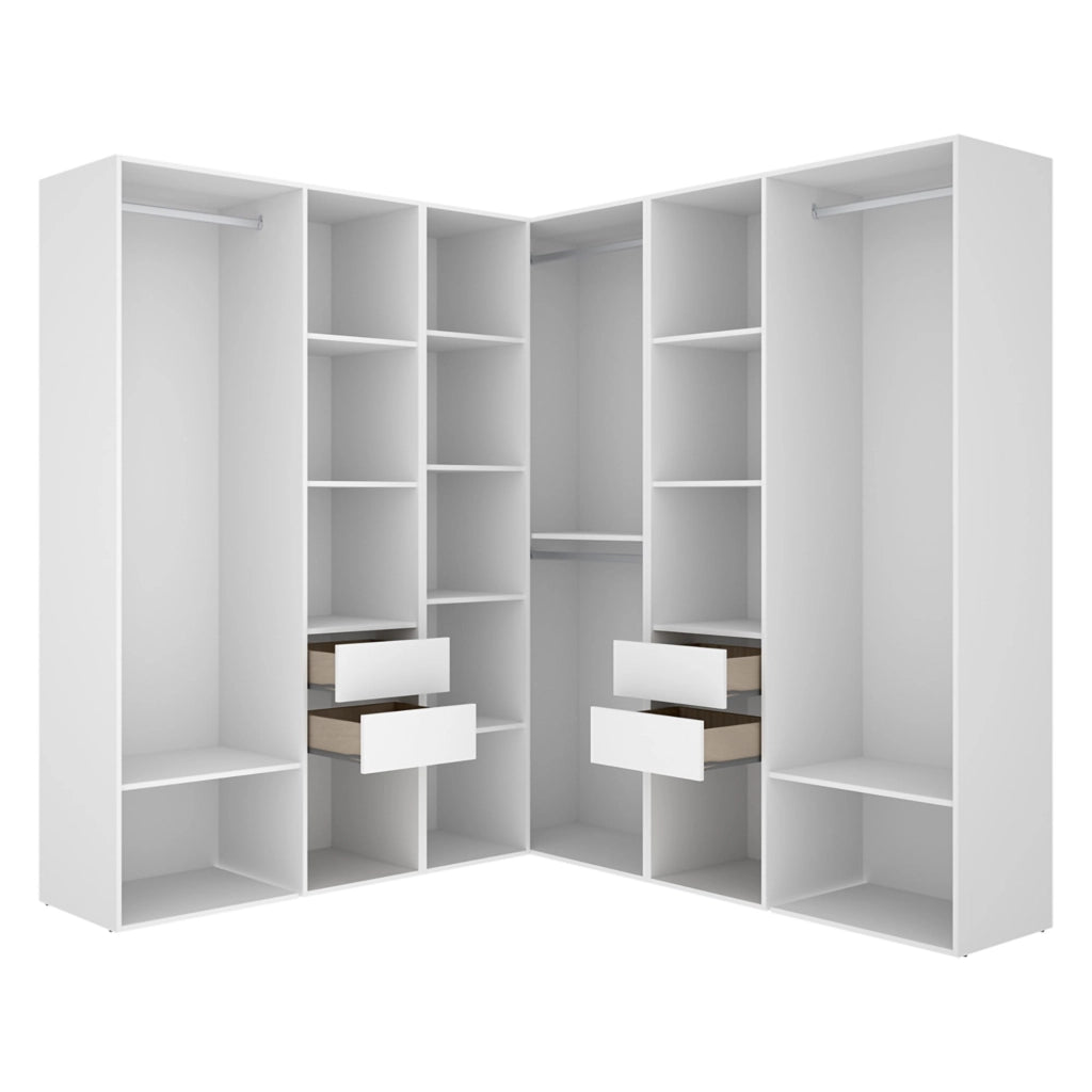 Armadio Camera da Letto Yancy, Guardaroba Grande Modulabile, 186x205h cm Bianco