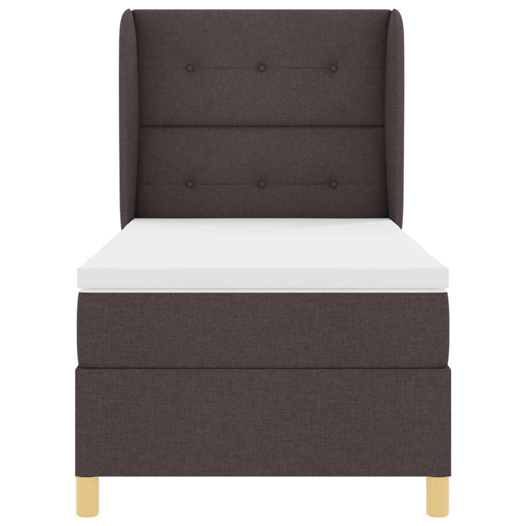 Letto a molle con materasso  Marrone Scuro 90x200 cm Tessuto